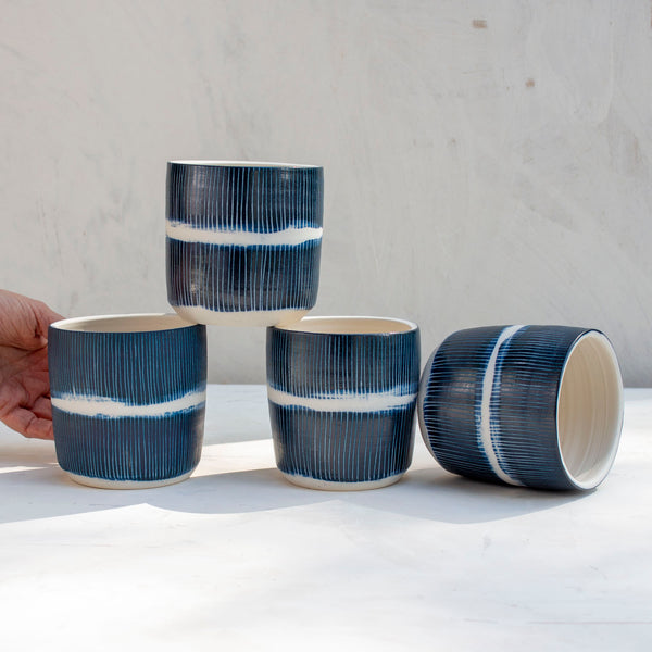 Painterly Blue Steel - Med Planter