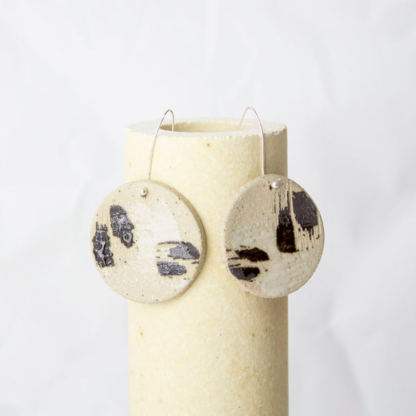 Ikat medium disc earrings - Black