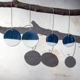 Half Moon medium disc earrings - Blue Steel