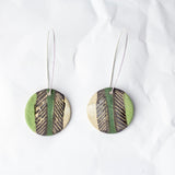 Chevron medium disc earrings - Black & Moss