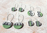 Tri Burst medium disc earrings - Black & Moss