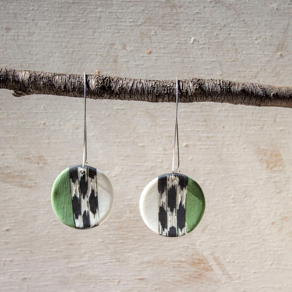 Tracks medium disc earrings - Black & Moss
