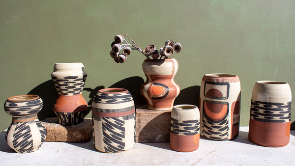 Ikat Stripe - Enclosed Large Vase