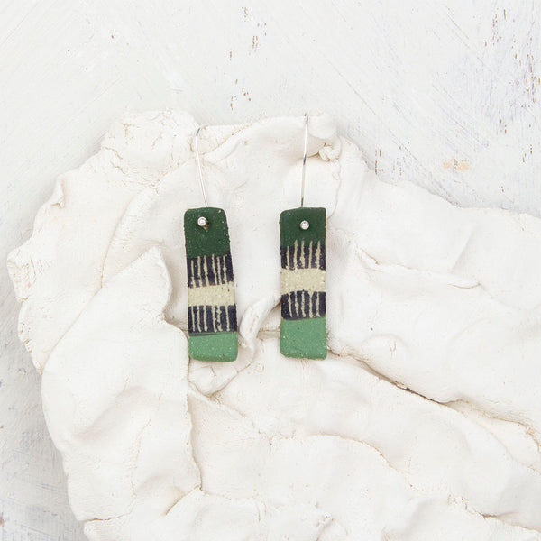 Moss Pathways little Stick Earrings - Black & Moss