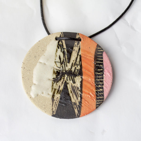 Inward Pendant - Black, Pink & Flame