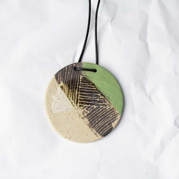 Moss Pathways #1 Pendant - Black & Moss