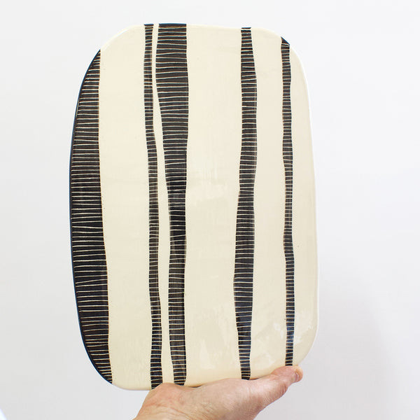 Stripey Road  Platter - Black