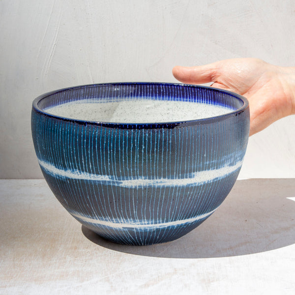 Painterly Blue Steel - Rounded Bowl