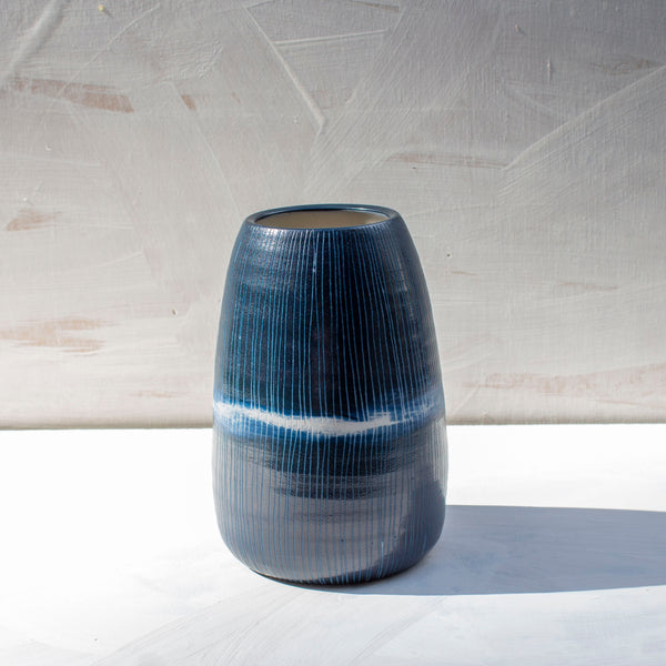 Painterly Blue Steel - Rounded Vase