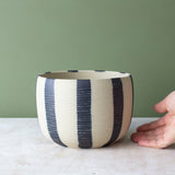 Stripey Blue Steel Vessel // Planter