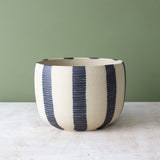 Stripey Blue Steel Vessel // Planter