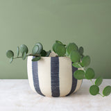 Stripey Blue Steel Vessel // Planter