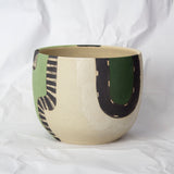 Moss Pathways rounded Planter - Black, Moss and Forest Green