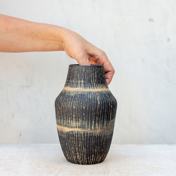 Painterly Blue Steel - Shoulder Vase