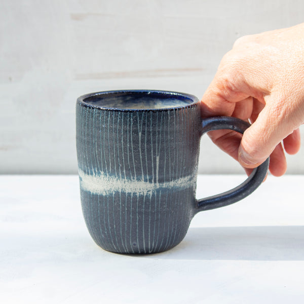 Painterly Blue Steel - Slender Mug