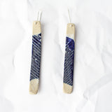 Chevron stripe Stick Earrings - Blue Steel