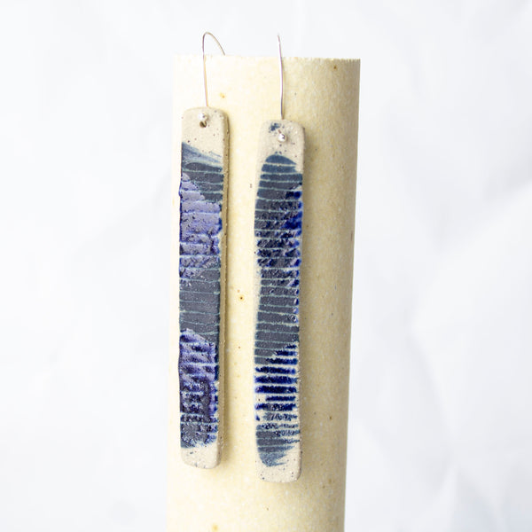 Stripe Stick Earrings - Blue Steel