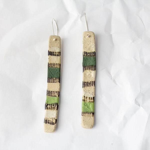 Moss Pathways Stick Earrings - Black & Moss