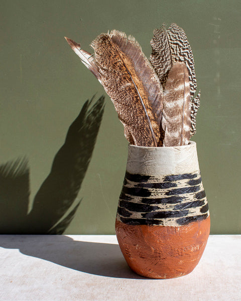 Ikat Stripe -Textured Vase