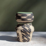 Ikat Stripe - Moss Contoured Vase