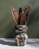 Ikat Stripe - Moss Contoured Vase