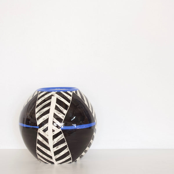 Oblique Orb Vessel - Black & Electric Blue