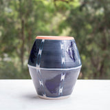 Vertical Tracks with slip brushstrokes - Angular Vase