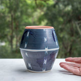 Vertical Tracks with slip brushstrokes - Angular Vase
