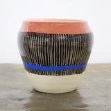 Stripey Medium Vase - Black, Watermelon & Electric Blue