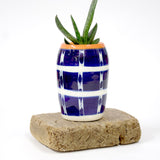 Vertical Tracks Little Vase - Indigo & Nasturtium