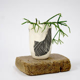 Linear Brush Little Vase - Black