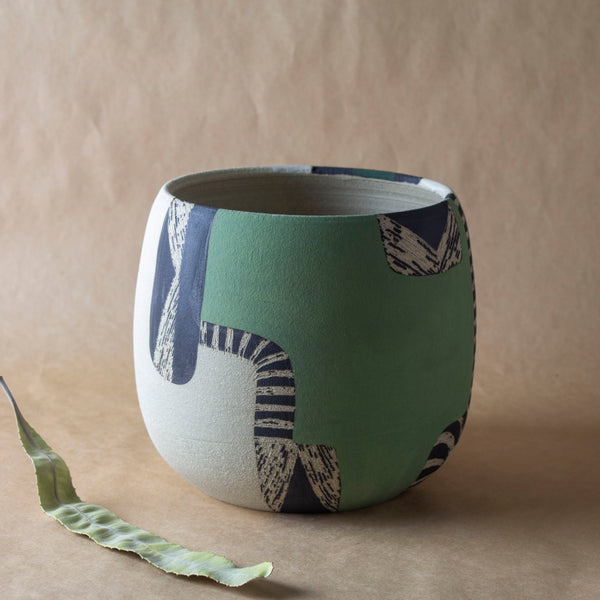 Moss Pathways vessel - Black, Moss and Forest Green