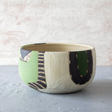 Moss Pathways Bowl - Black, Moss and Forest Green