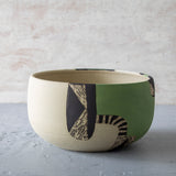Moss Pathways Bowl - Black, Moss and Forest Green