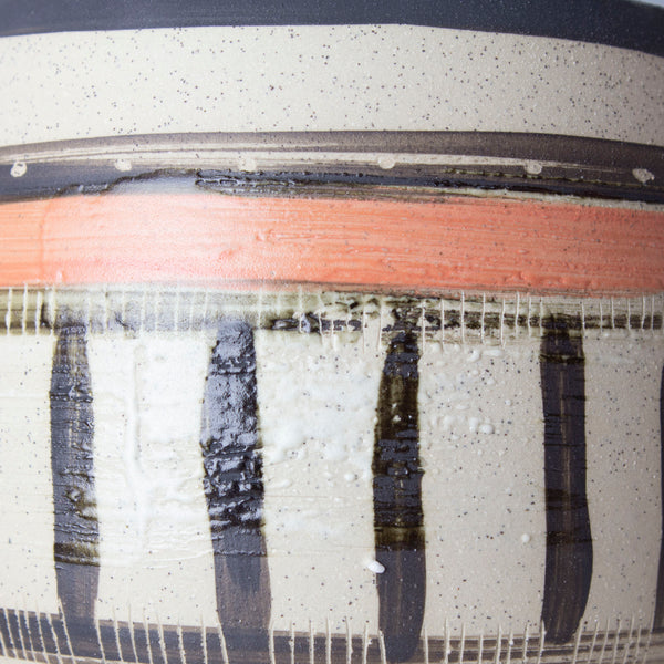 Textured Spotted Path Rounded Vessel // Planter  - Black