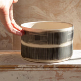 Textured Linear Stripe Low Vessel // Planter - Black