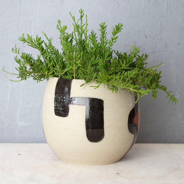 Textured Walking In Circles Rounded Vessel // Planter