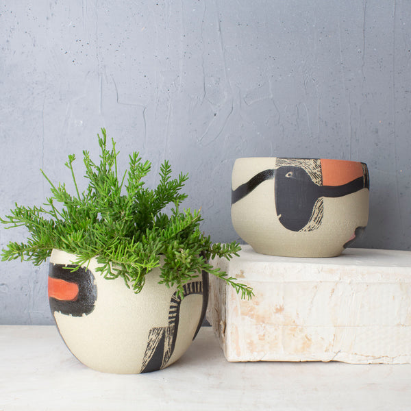 Textured Vast Land Rounded Vessel // Planter