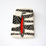 Chevron Stripe Wall Piece - BW & Indian Red