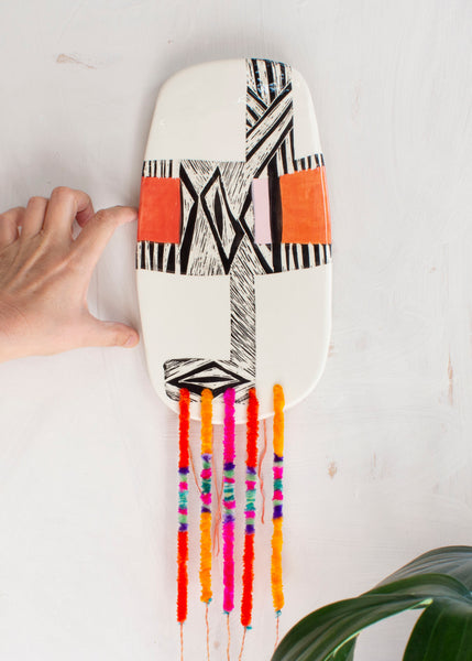 Off the Path - Ceramic Wall Piece With Embellishments