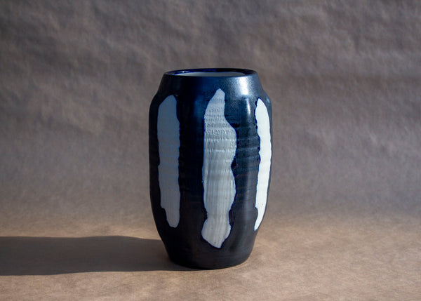 Slip Brushstroke distorted Vase - Blue Steel