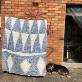 Three Diamonds - Hand painted linen throw or wall hanging