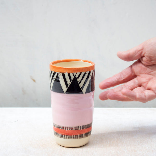Tri Burst, Pink - Cylindrical Little Vase