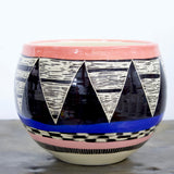 Triangular Ikat Large Bowl - Black, Watermelon, Dusty Pink & Electric Blue