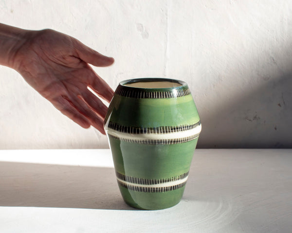 Moss Stripes  - Angled Vase