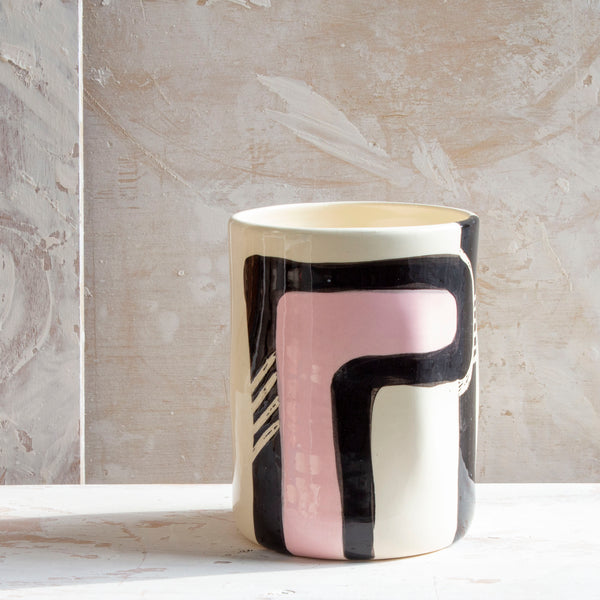 Candied Path #1 distorted vessel - Dusty Pink & Black