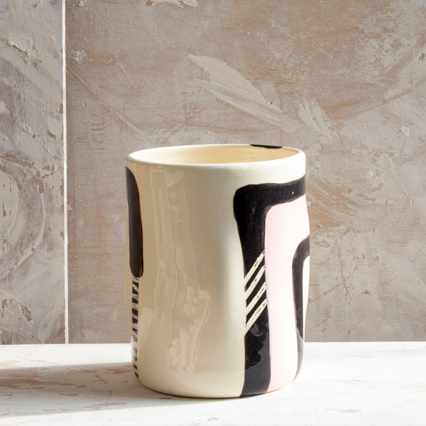 Candied Path #1 distorted vessel - Dusty Pink & Black