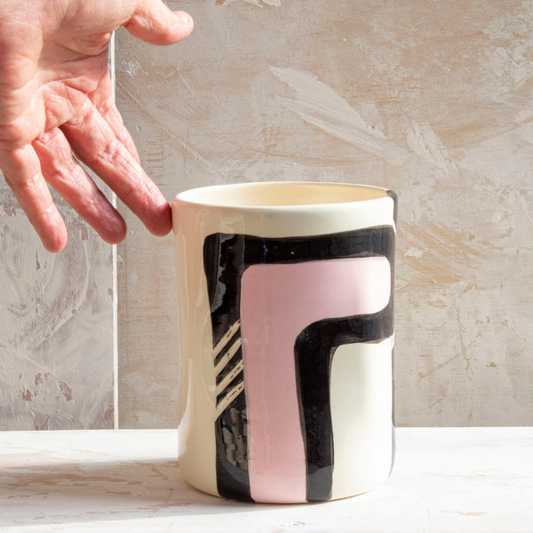 Candied Path #1 distorted vessel - Dusty Pink & Black