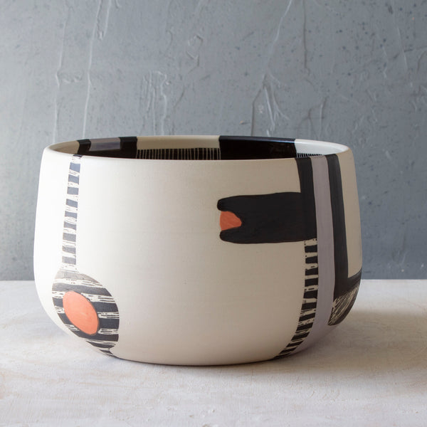Wrong Way Go Back high Vessel - Black, Lilac & Nasturtium