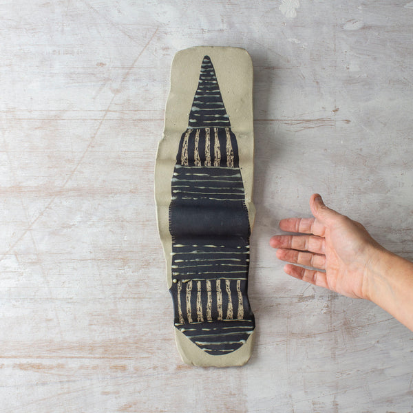 Striped Pointer - Undulating Ceramic Wall Piece
